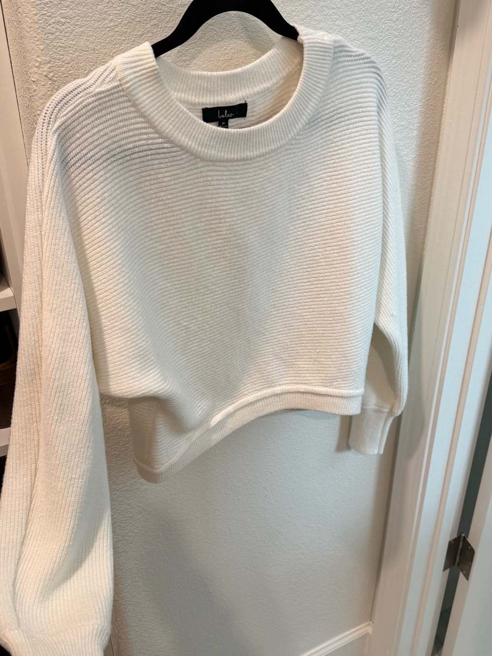 Lulu’s White Ribbed Crew Sweater